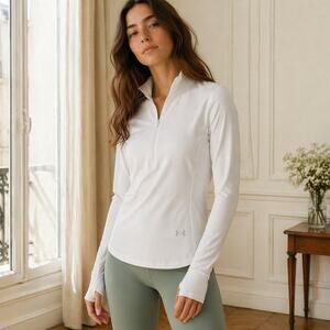Under Armour Women's Motion 1/2 Zip White Pullover Thumbholes Activewear XL NWT